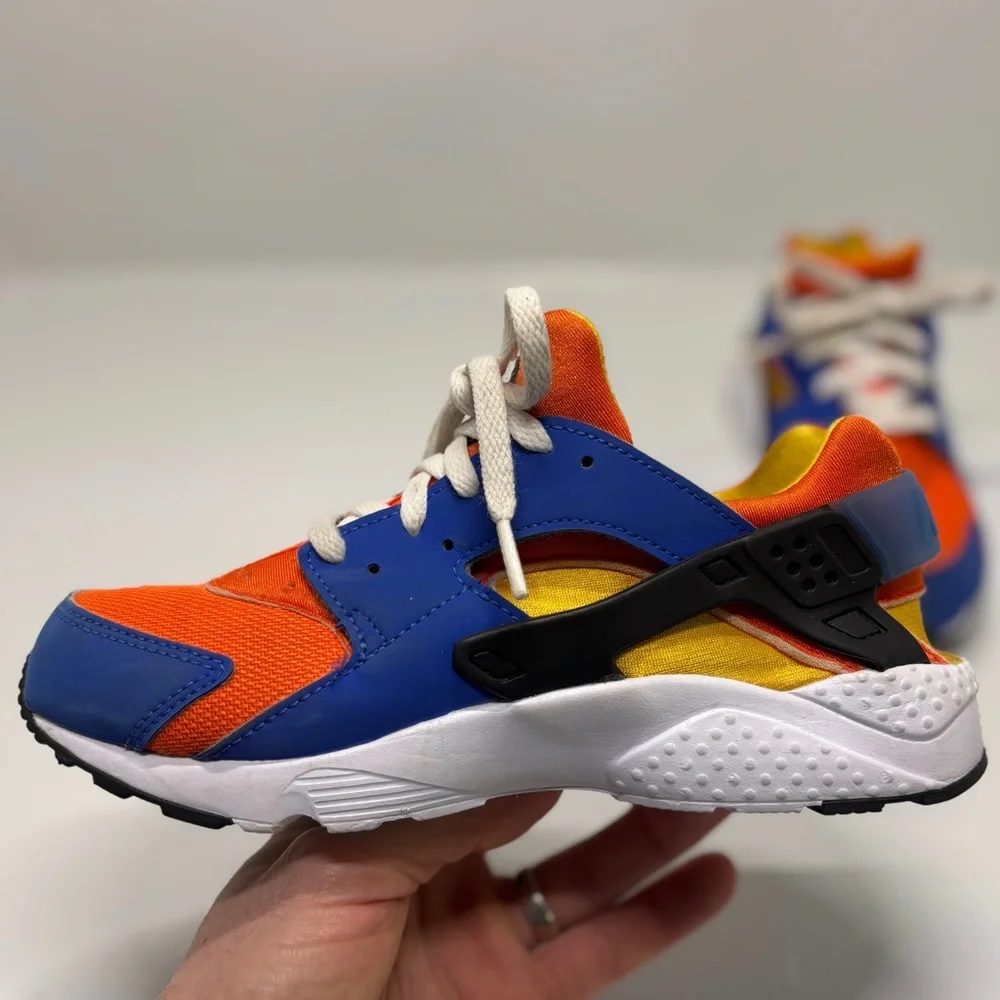 Nike Air Huarache Youth Sneakers Size 3Y Blue Orange Athletic Shoes